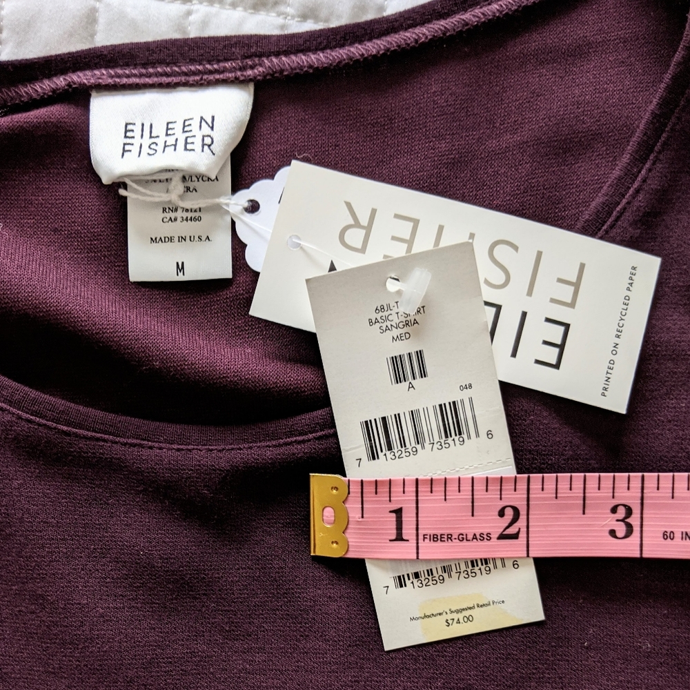 NWT Eileen Fisher Basic Tee in Sangria size medium